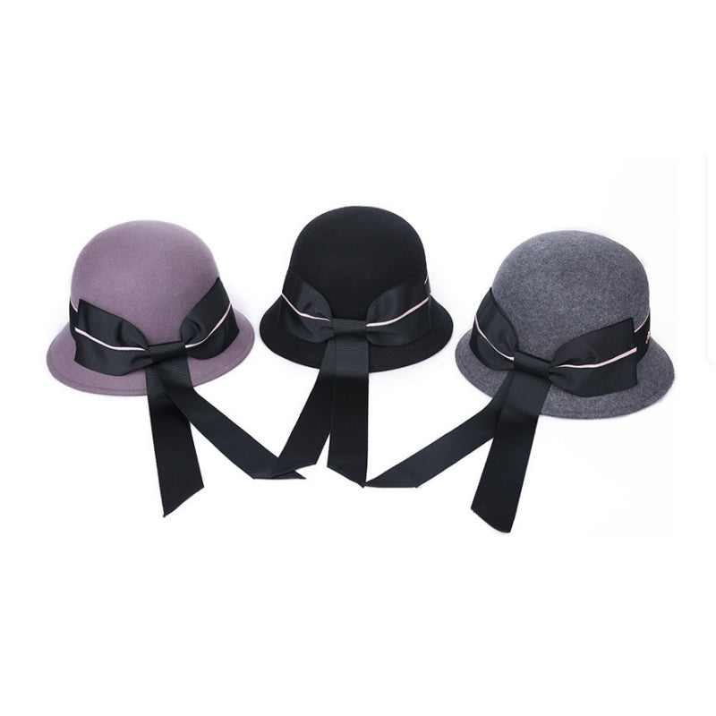 Felt Bucket Hats with Bow