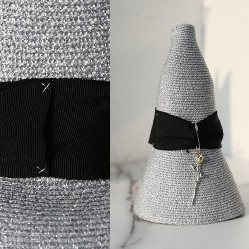 Straw Top Hat with Rose Pendant