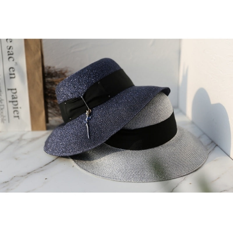 Straw Top Hat with Rose Pendant