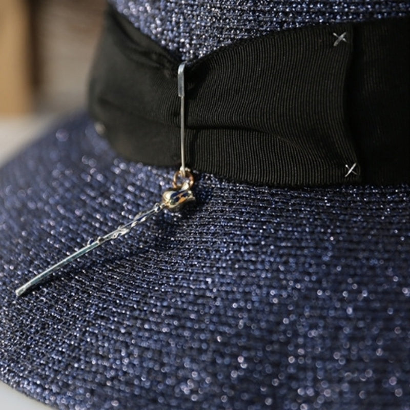 Straw Top Hat with Rose Pendant