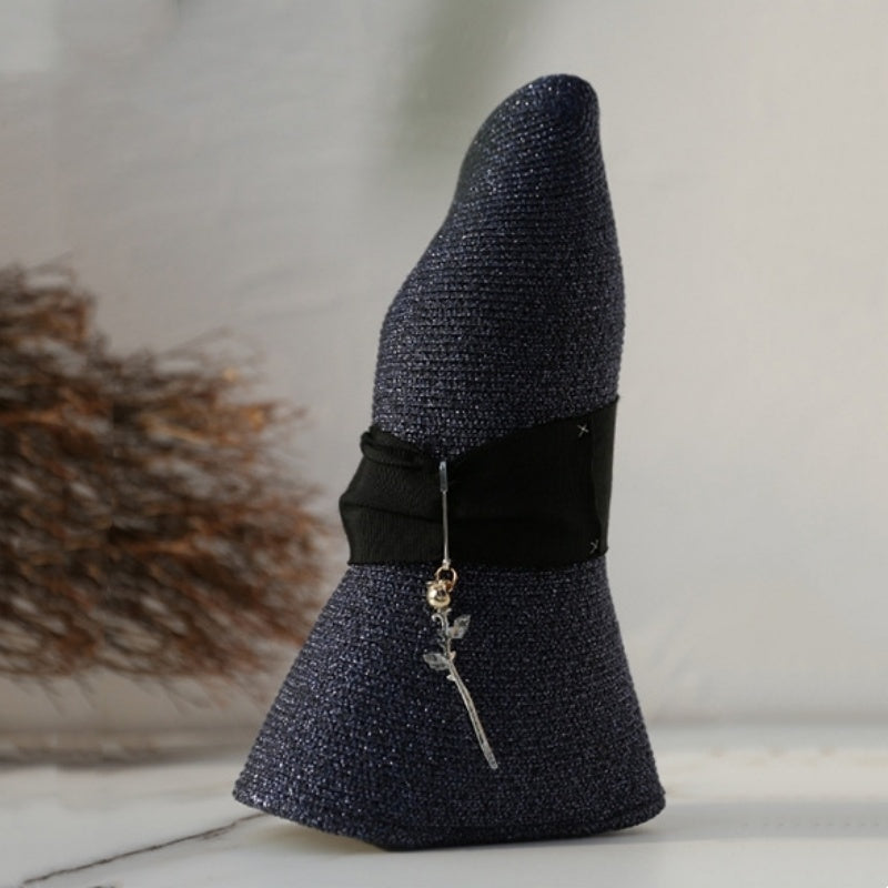 Straw Top Hat with Rose Pendant