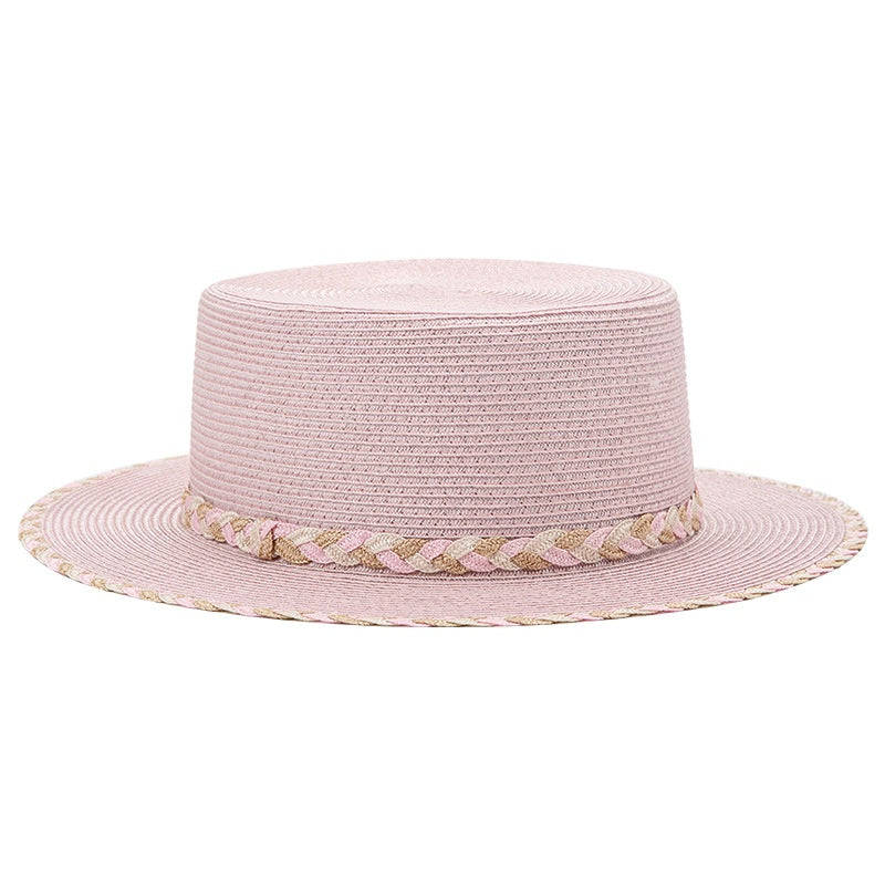 Bowler Hat Sun Hat with Colored Braided Rope