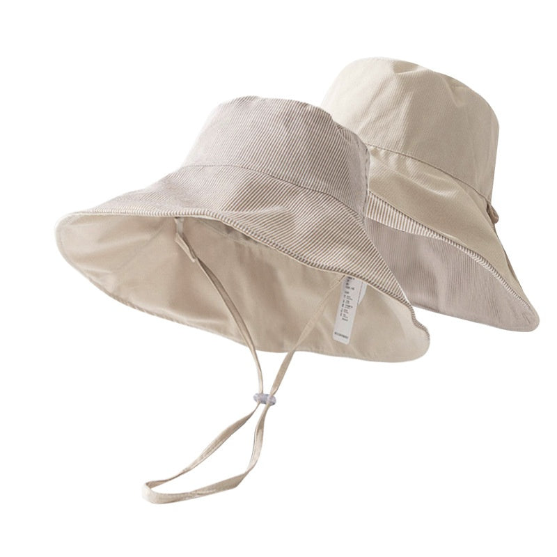 Double-Sided Striped Sun Hat Bucket Hat