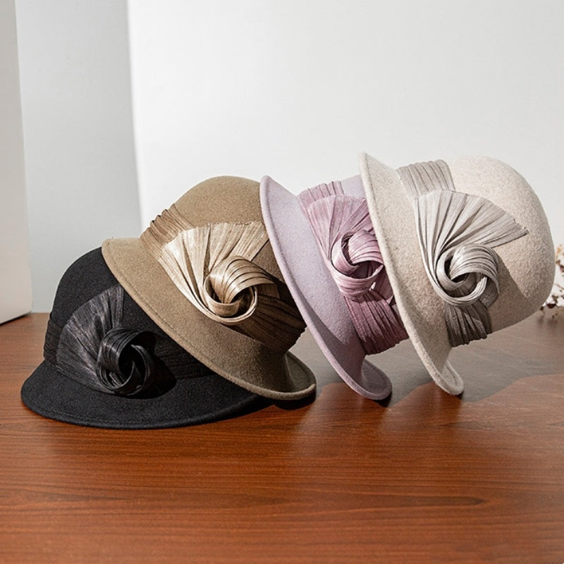 Felt Top Hat Rolled Edge with Ribbon Decoration