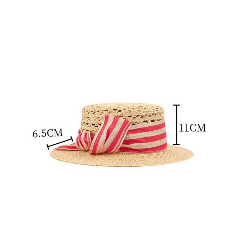 Hollow-carved Top Hat Sun Hat with Bow