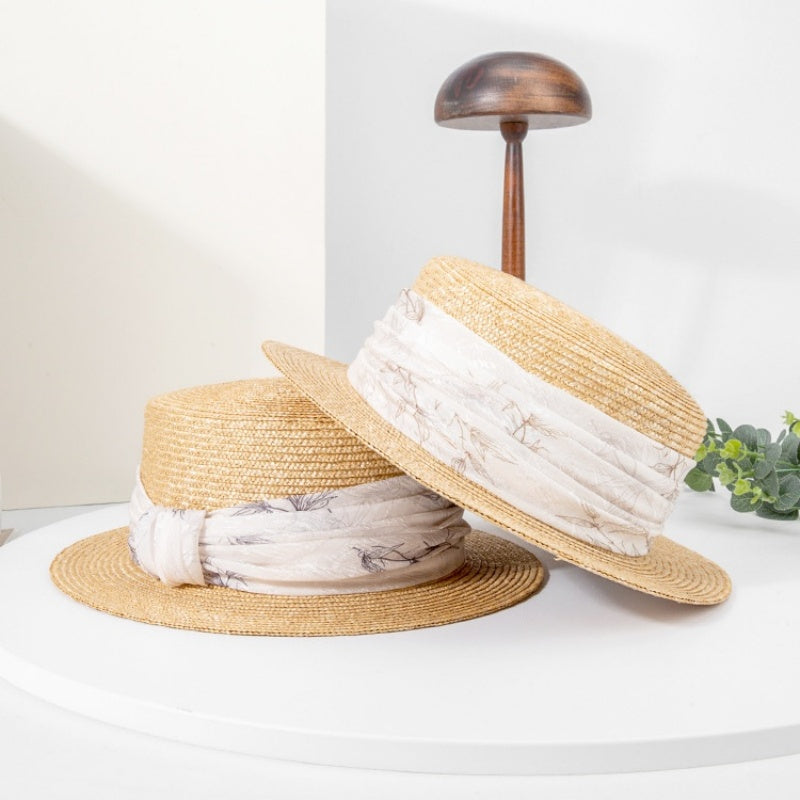 Bowler Hat Sun Hat with Printed Ribbon