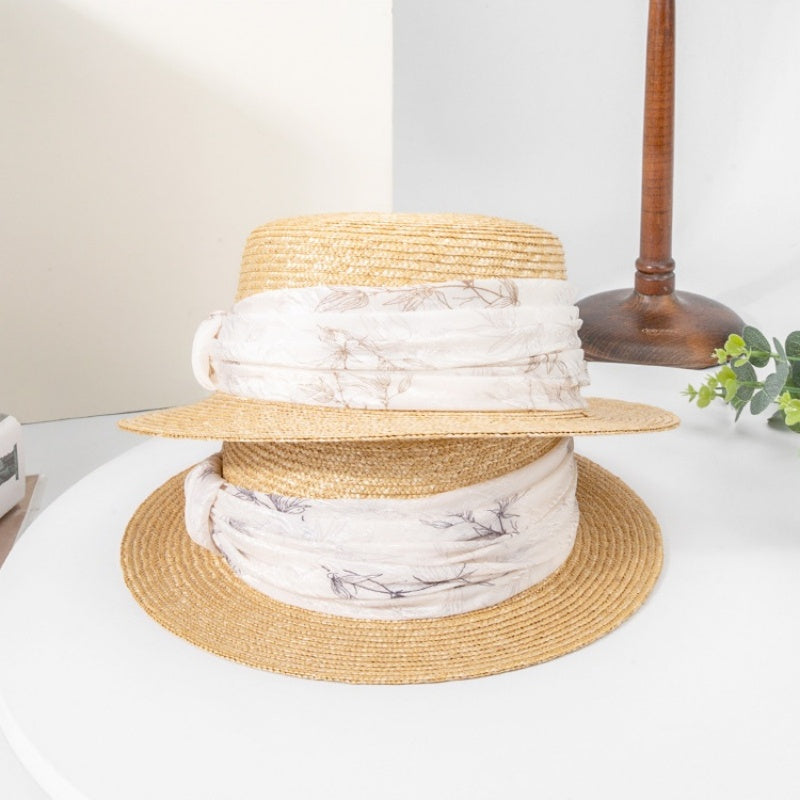 Bowler Hat Sun Hat with Printed Ribbon