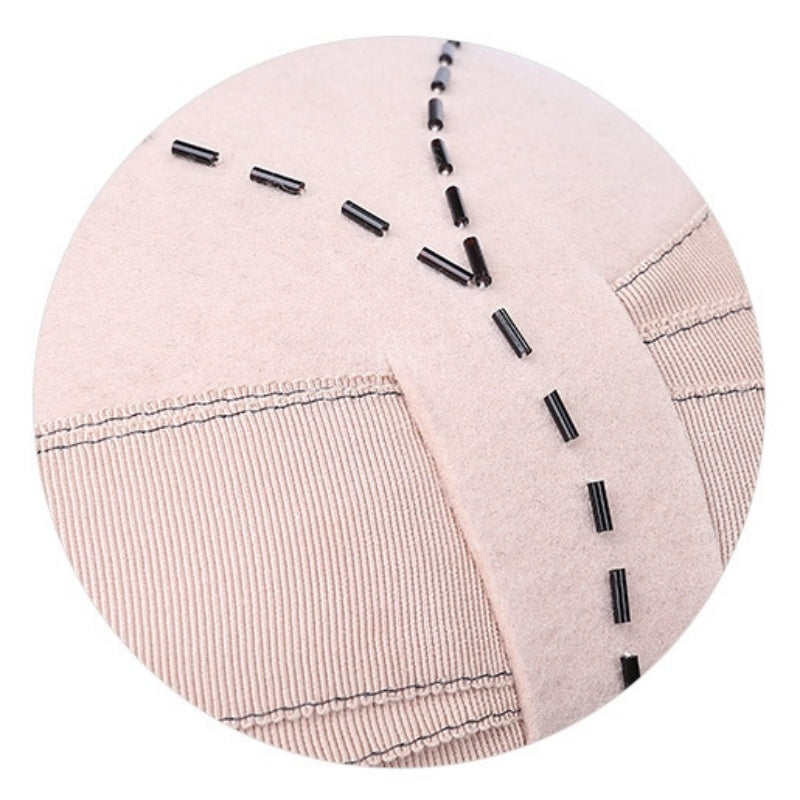 Felt Beret with Bow Webbing and Tubular Beads