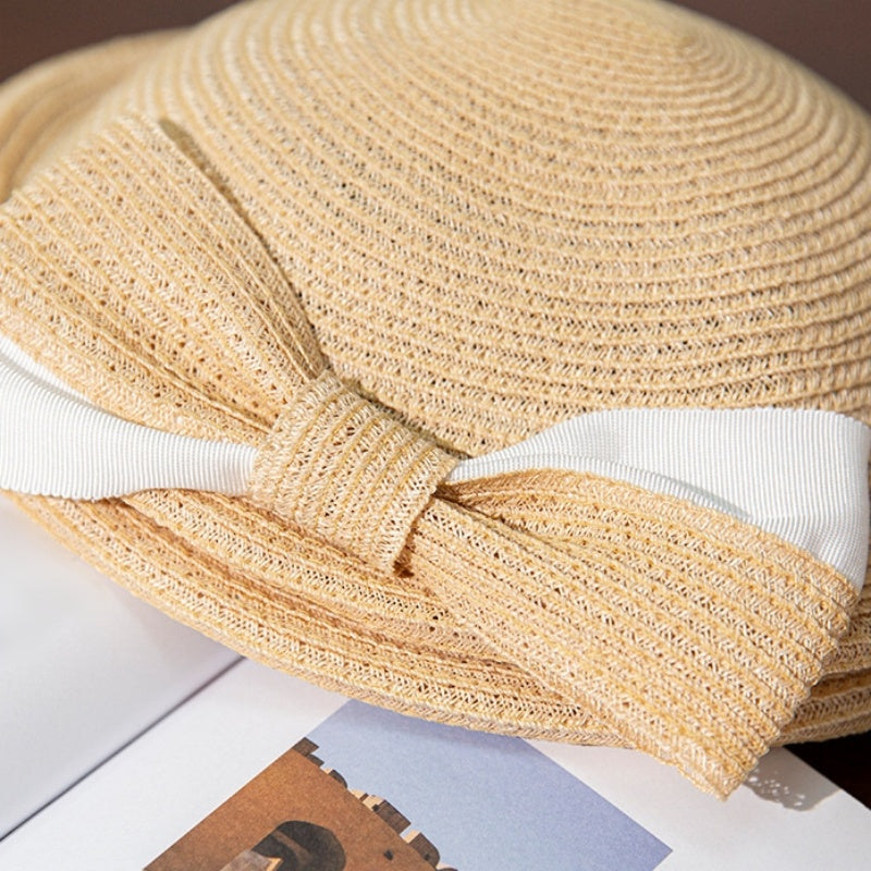 Straw Beret with Bow
