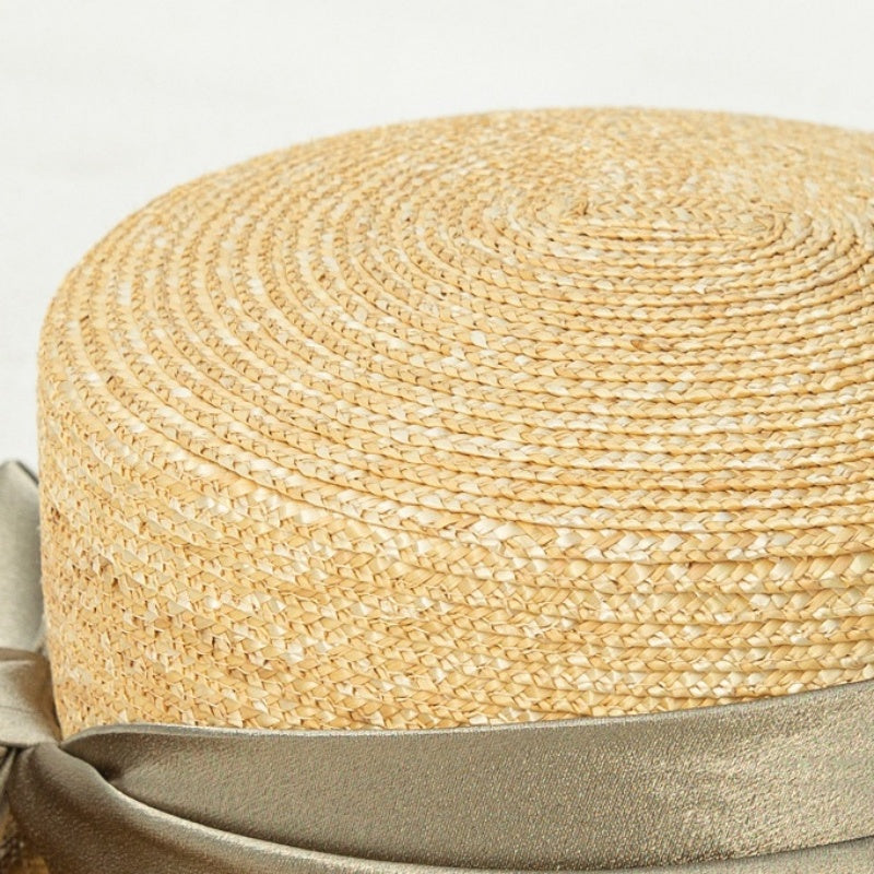Sun Hat Straw Hat with Green Bow Webbing