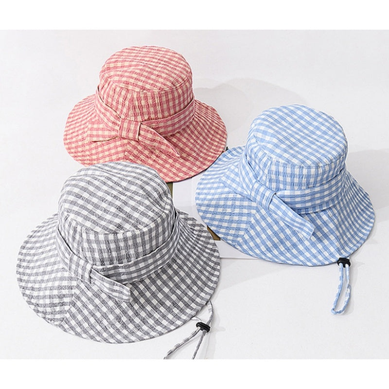 Check Pattern  Sun Hat with Bow