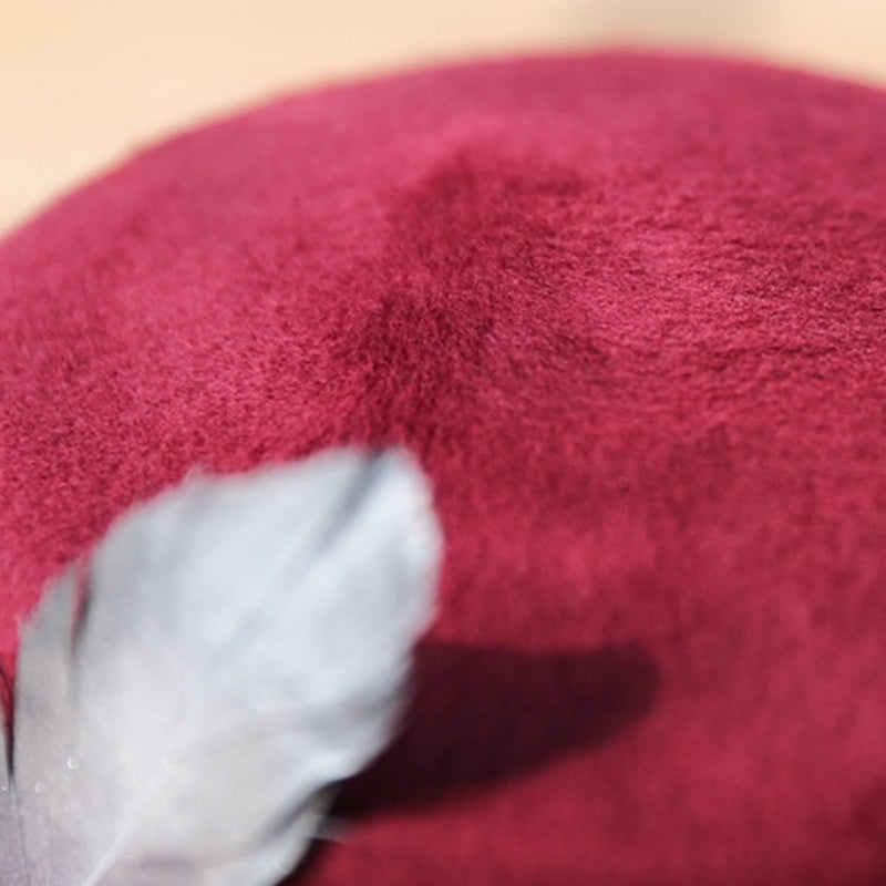 Felt Flat Roof Wide Brim Top Hat with Bow Webbing and Feather