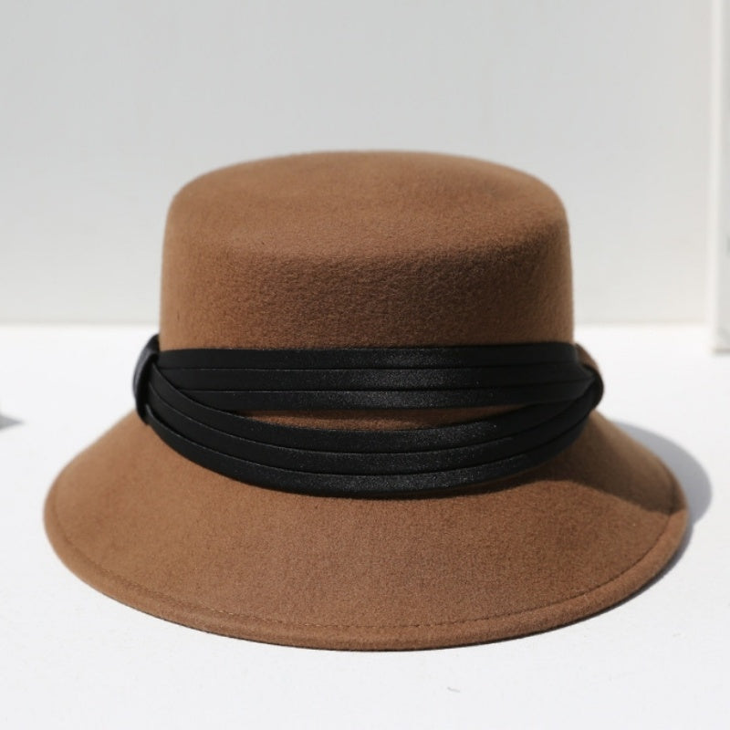 Felt Bucket Hats with Crossed Ribbons