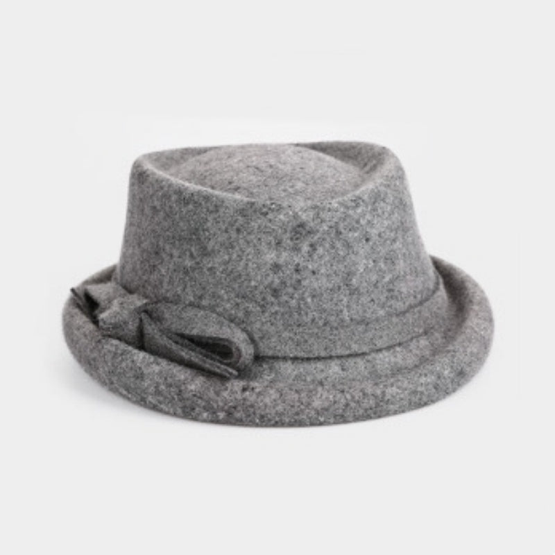 Felt Rolled Brim Top Hat with Felt Bow