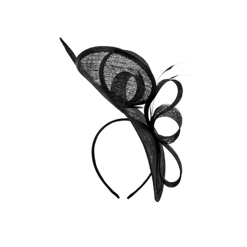 Black Alice Band with Flower and Feather Decorations