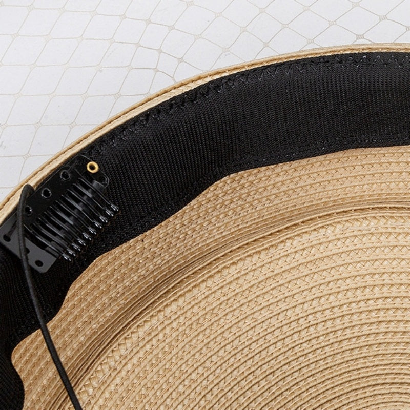 Straw Beret with Bow and Veil