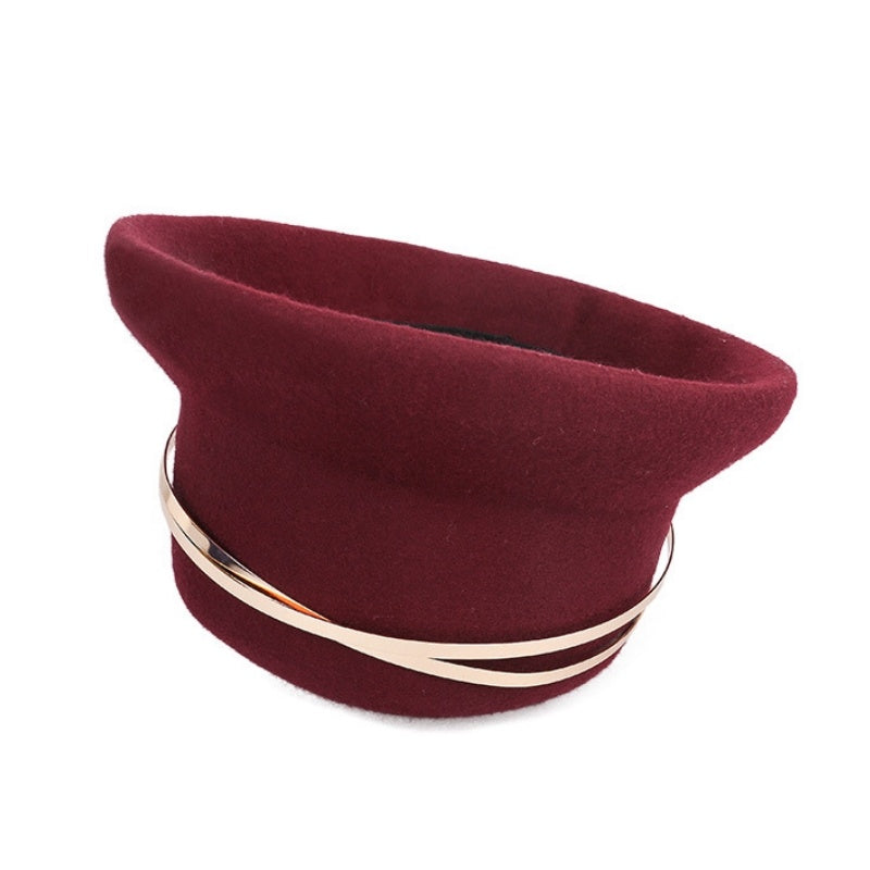 Jujube Red Felt Top Hat with Metal decoration