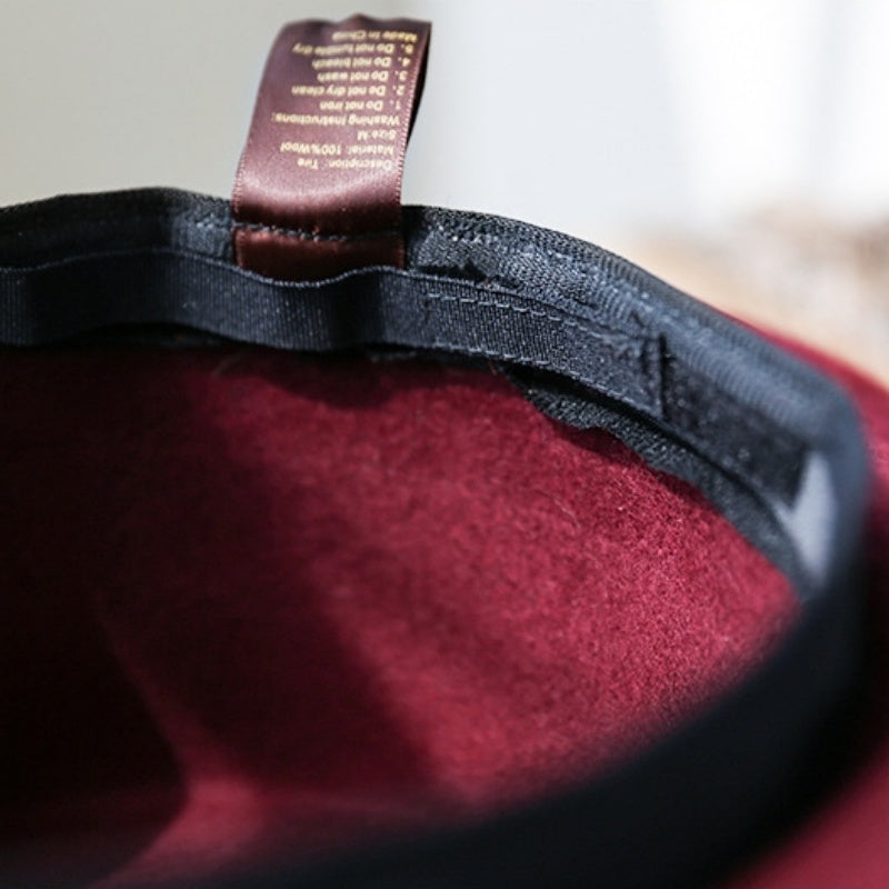 Felt Flat Roof Wide Brim Top Hat with Bow Webbing and Feather