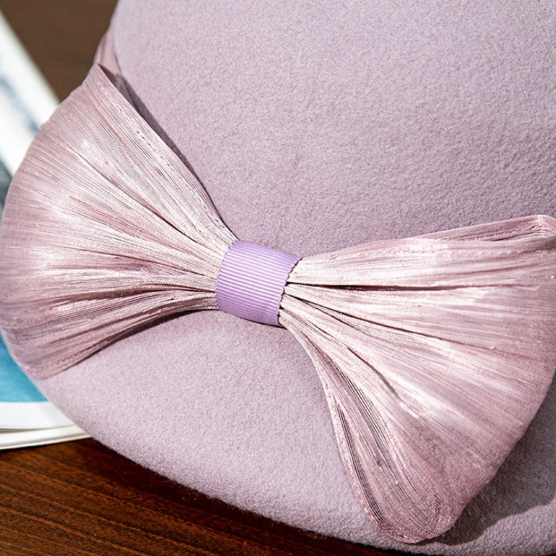Felt Top Hat with Silk Linen Bow