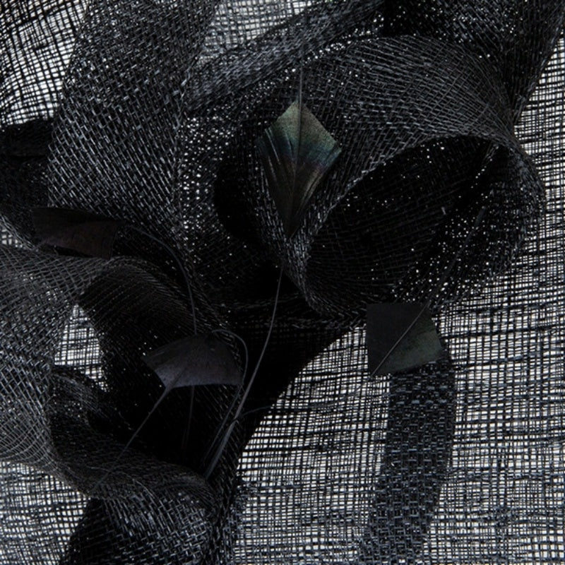 Black Alice Band with Flower and Feather Decorations
