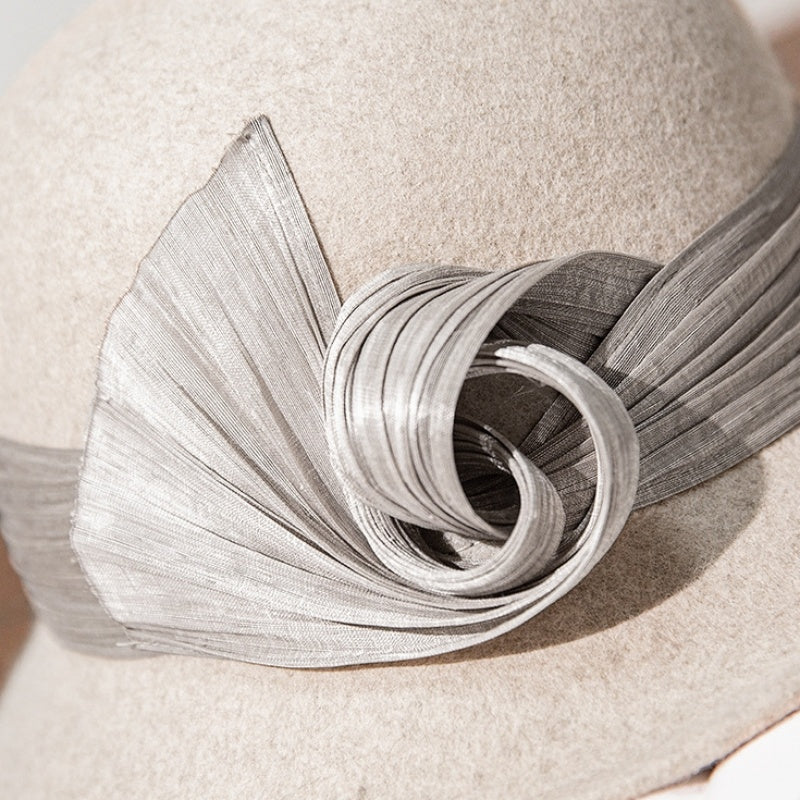 Felt Top Hat Rolled Edge with Ribbon Decoration