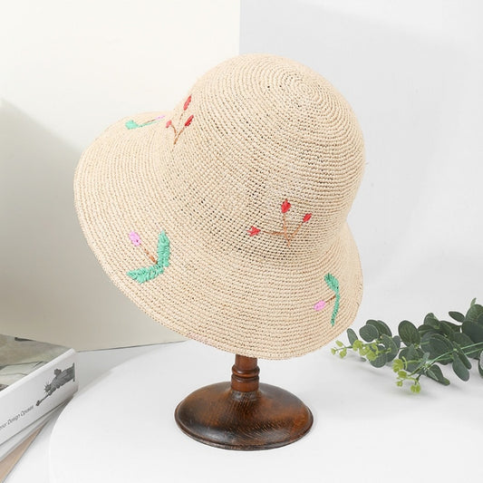 Sun Hat Straw Hat with Colorful Embroidery