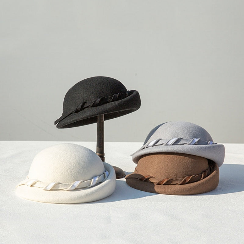Felt Beret with Felt Strip Decoration