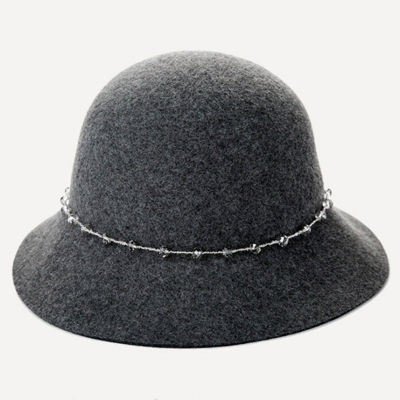 Felt Top Hat with Crystal Chain Decoration