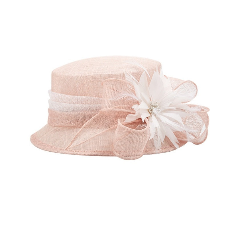 Top Hat with Feather Flower and Bow Decorations