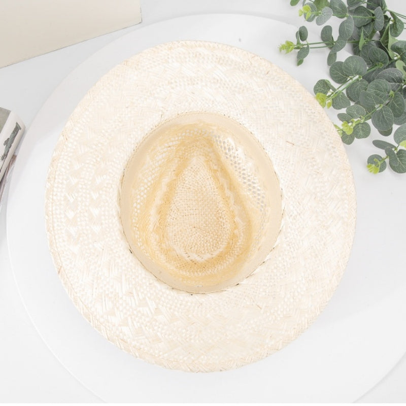 Sisal Top Hat with Black Decorative Ribbon