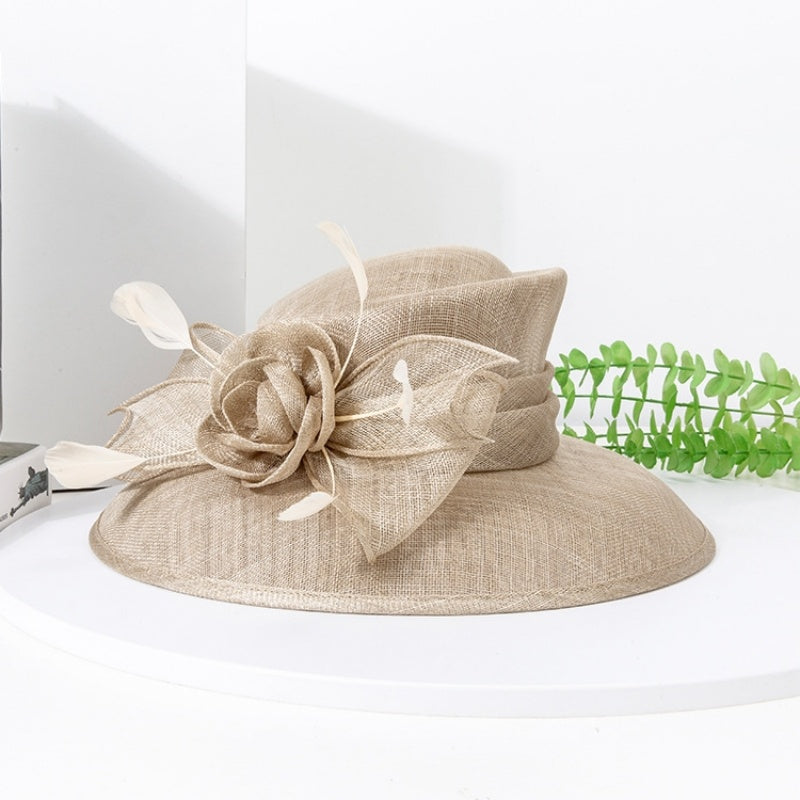 Top Hat Sun Hat with Flower and Bow Decorations