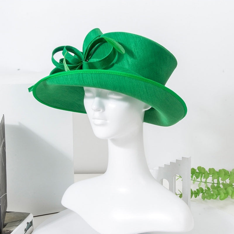 Top Hat Straw Hat with Floral Decoration
