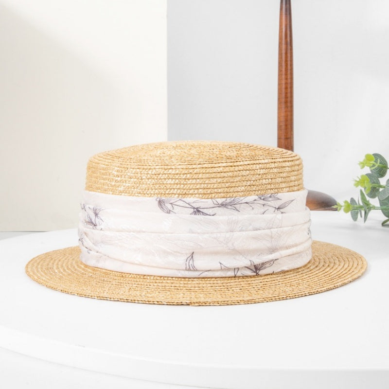 Bowler Hat Sun Hat with Printed Ribbon