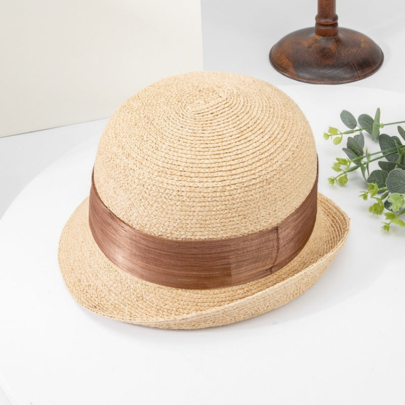 Simple Straw Hat Sun Hat with Webbing