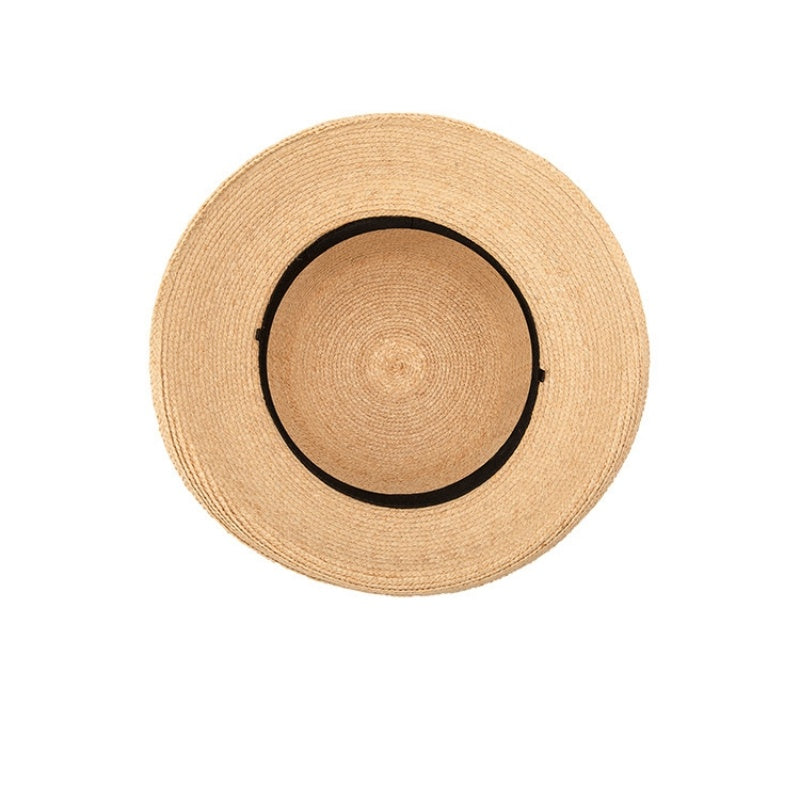 Straw Hat Sun Hat with Linen Webbing