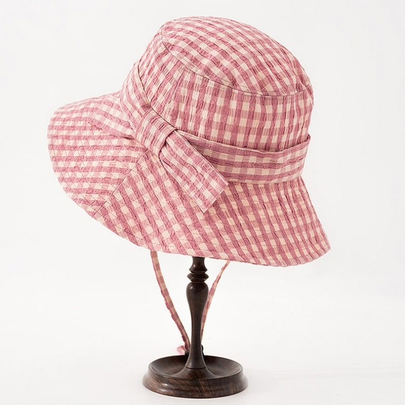 Check Pattern  Sun Hat with Bow