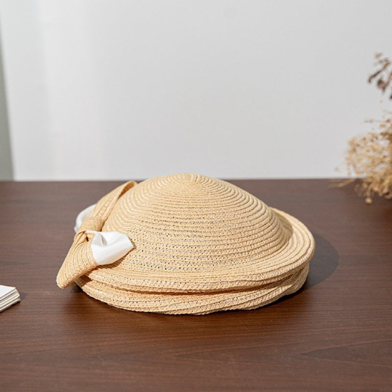 Straw Beret with Bow