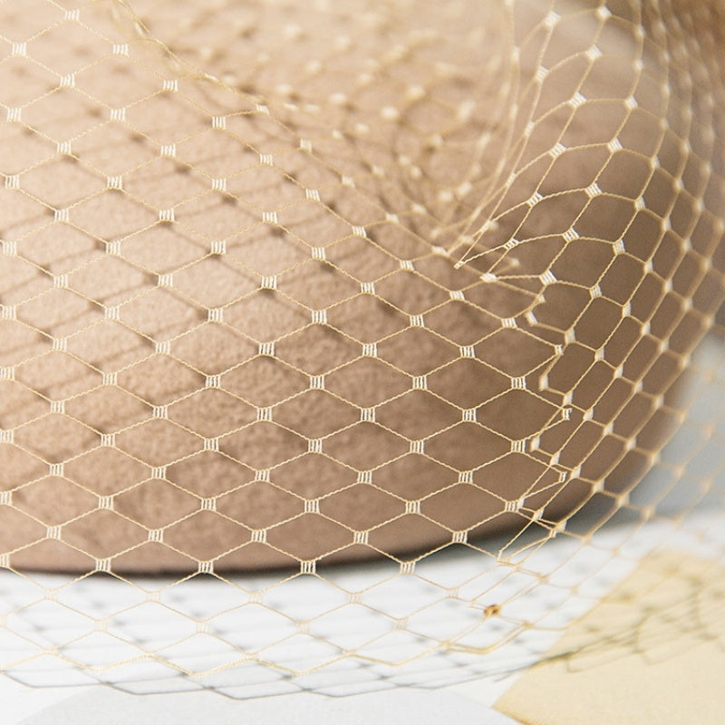 Felt Beret with Grid Veil
