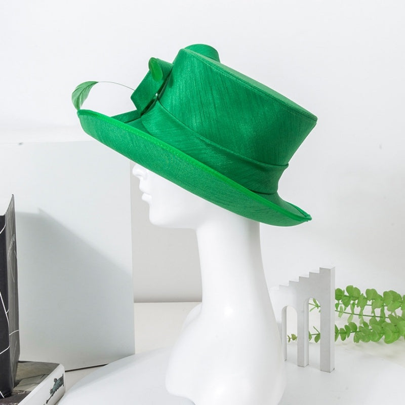 Top Hat Straw Hat with Floral Decoration