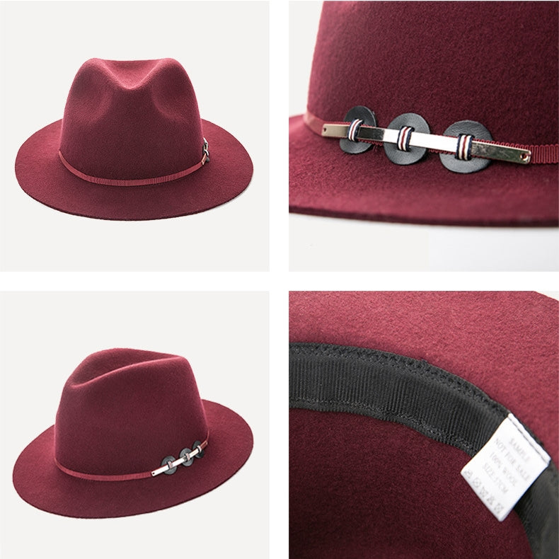 Felt Top Hat with Metal Strips Decoration