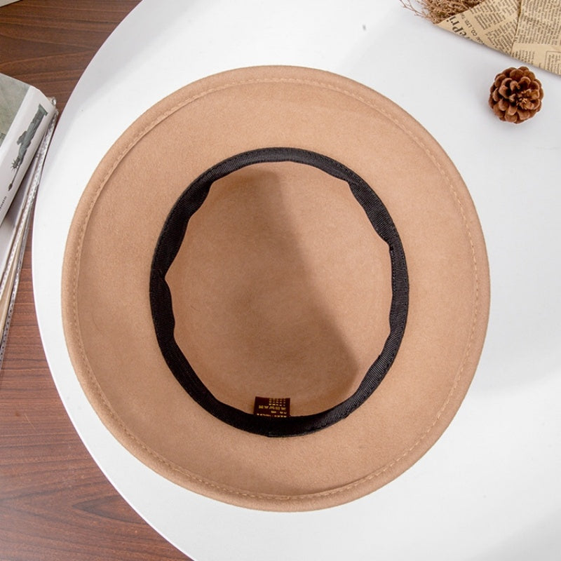 Felt Top Hat with Metal Buckle Decoration