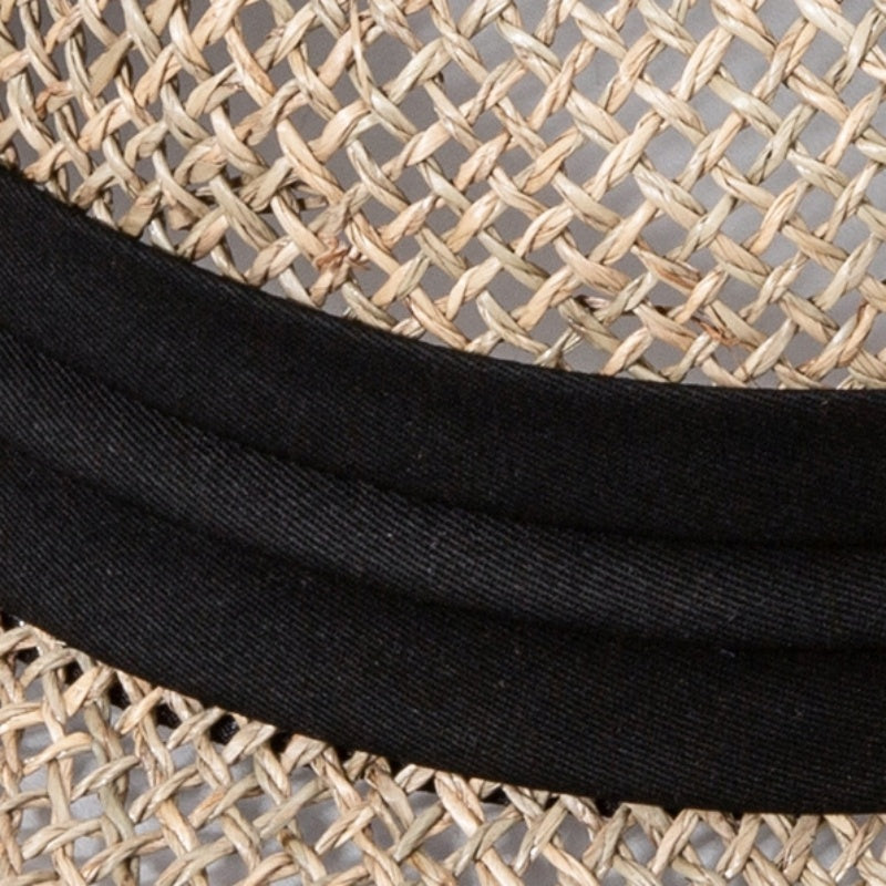 Straw Hollowed-out Hat Sun Hat with Black Decorative Band