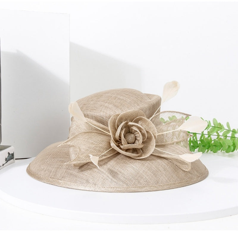 Top Hat Sun Hat with Flower and Bow Decorations