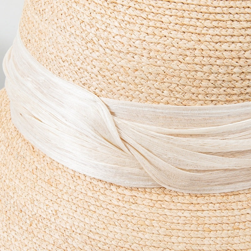 Straw Hat Sun Hat with Linen Webbing