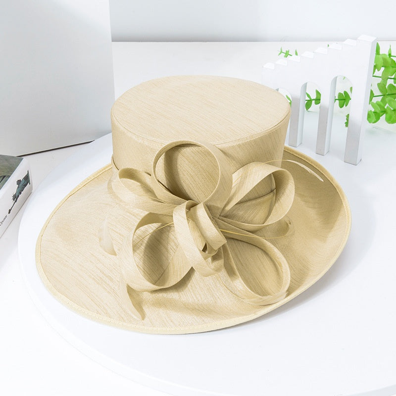 Top Hat Straw Hat with Floral Decoration