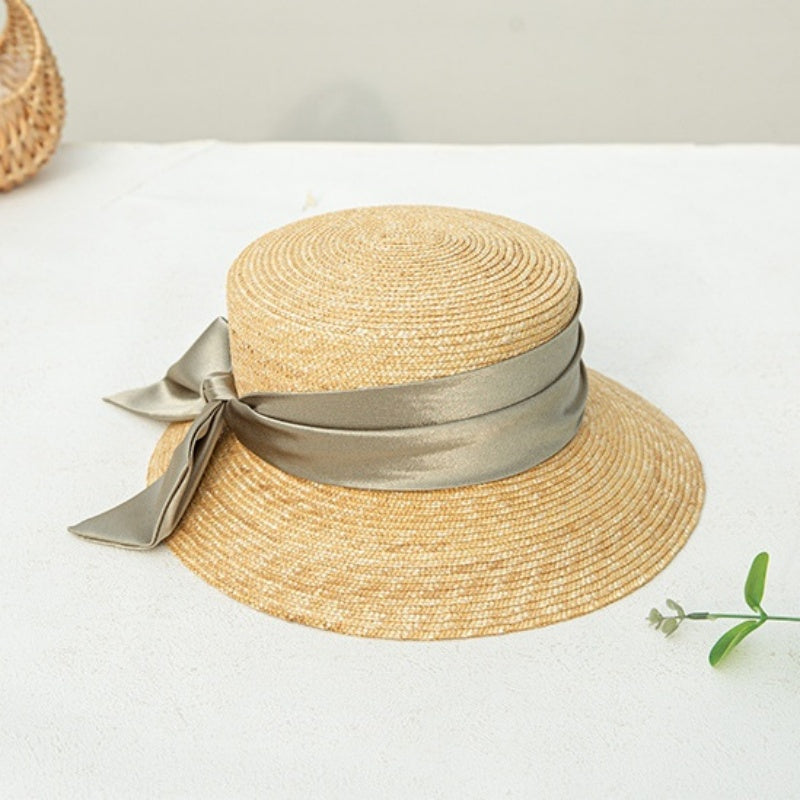 Sun Hat Straw Hat with Green Bow Webbing
