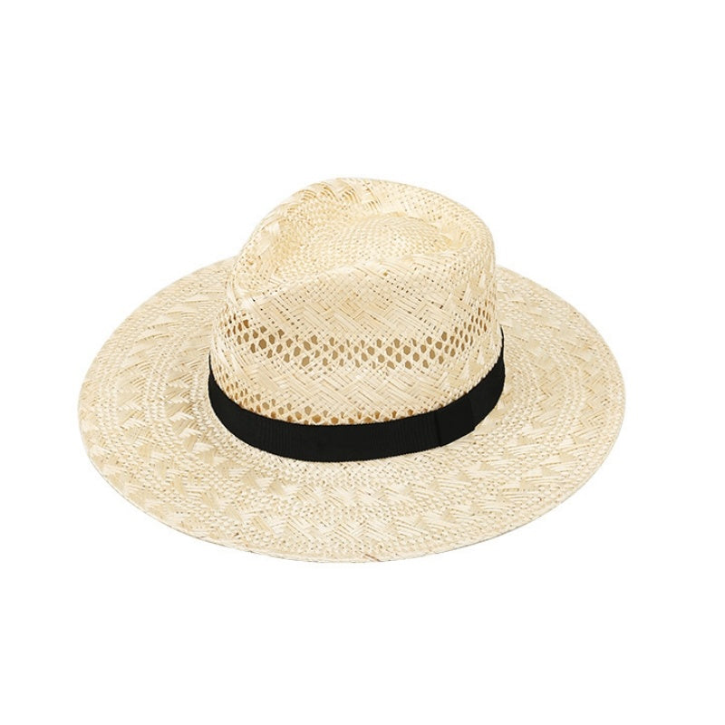 Sisal Top Hat with Black Decorative Ribbon