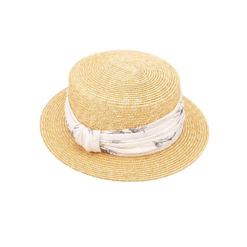 Bowler Hat Sun Hat with Printed Ribbon