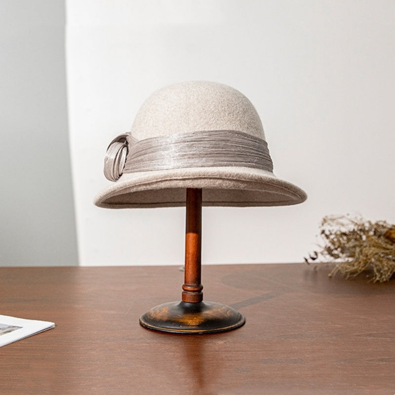 Felt Top Hat Rolled Edge with Ribbon Decoration