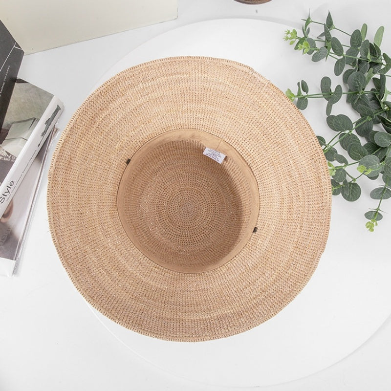 Sun Hat Straw Hat with Printed Bow